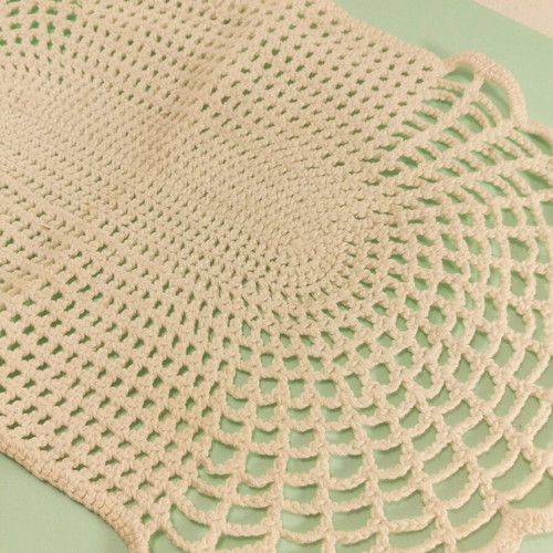Oval crochet doily 33x19 cm, white made to order