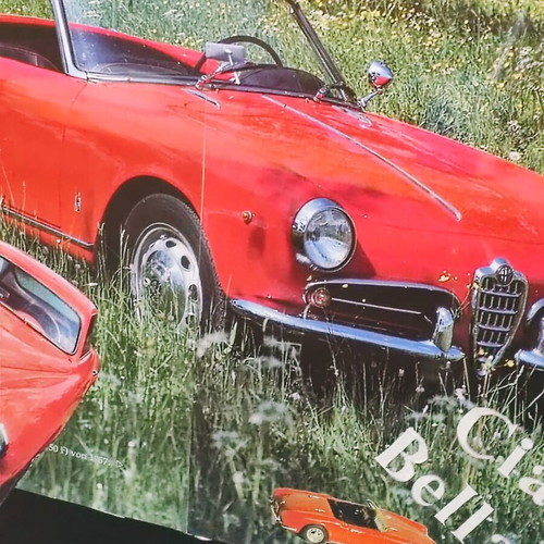 Alfa Romeo Giulietta Spider retro poster "Ciao Bella" with frame and protective glass