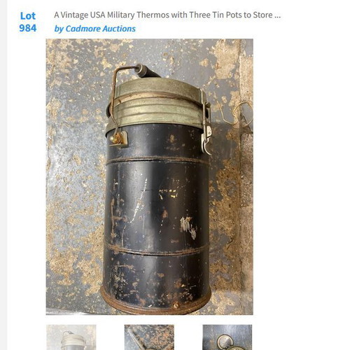 Vintage military thermos used, antique WW2 14" Pyrex jumbo jug