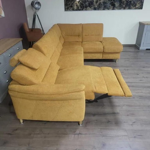 Dakar corner sofa new, cinnamon fabric with electric relax mechanism