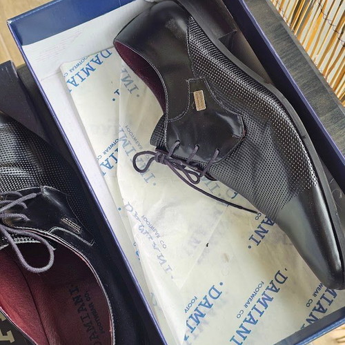 Damiani leather dress shoe black size 44 like new