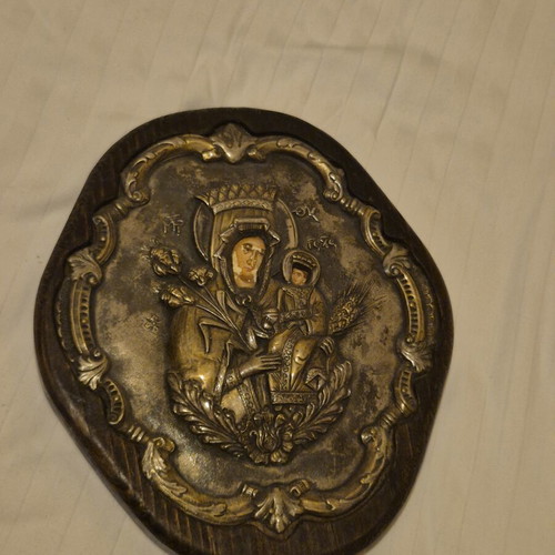 Panagia icon, silver, old