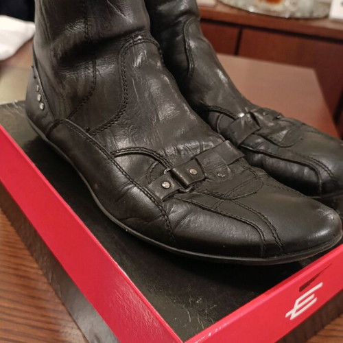 Gianna Kazakou men's leather ankle boots used, size 45, black