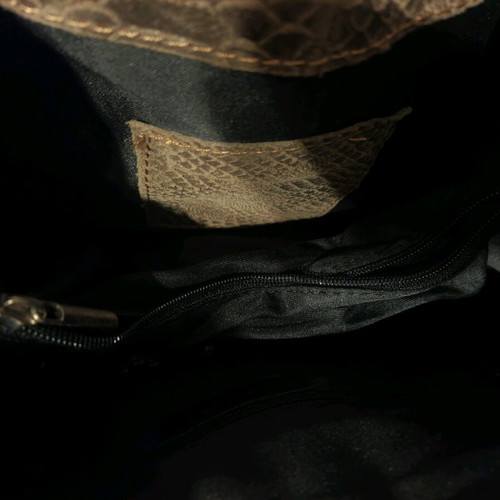 Leather handbag large with snake print and adjustable strap brown new