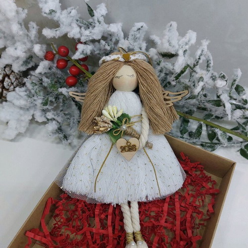 Handmade Christmas macrame angel new