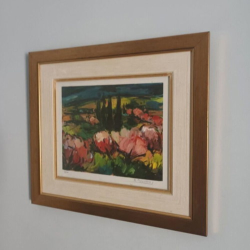 Silk Screen Print by Vasilis Prokopou framed 40x35 cm used with certificate