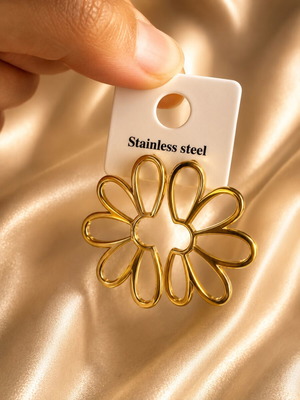 Steel gold earrings flower design new