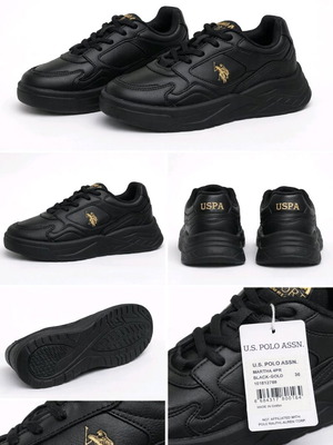 U.S. Polo Assn. Sneakers Μαύρα με Χρυσό Logo Νο36 Καινούργια