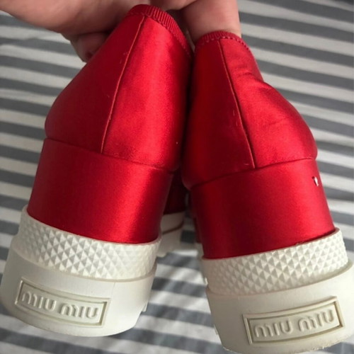 Miu Miu satin red platform ballerinas size 41 new