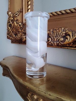 Κηροπήγιο Kosta Boda λευκό γυάλινο, αχρησιμοποίητο