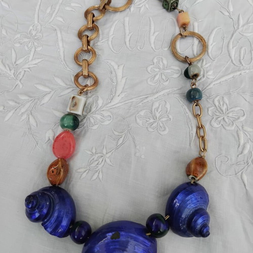 Zara Special Edition Necklace with Blue Shells like new