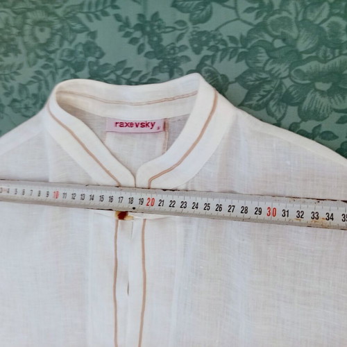 Raxevsky White Linen Shirt Tunic Size M Like New