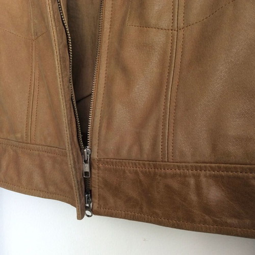 Women's Camel Leather Jacket Cropped used, size S/M, beige
