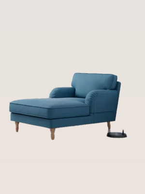 Ikea Stocksund chaise lounge with new brown and blue cover