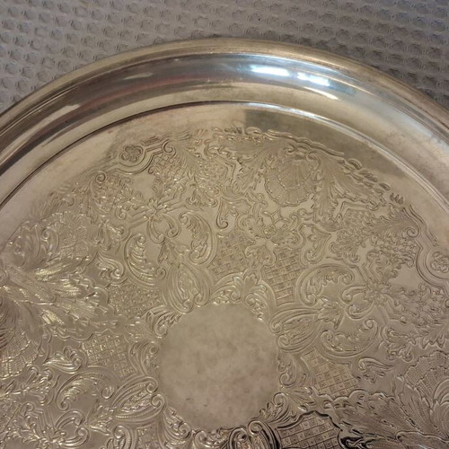 Vintage Silverplate Serving Tray used, 29cm, round
