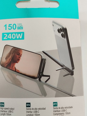 Fast charging cable with 360 stand type-C to type-C 1.5 meter