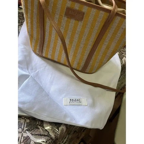 Balzac Paris shoulder bag new, yellow and beige stripes, raffia