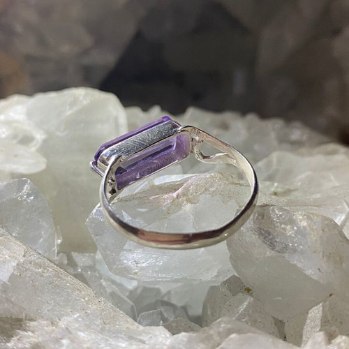 Silver ring with natural amethyst handmade, new