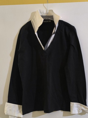 Rag Fashion Collection black and white long-sleeve blouse with contrast collar