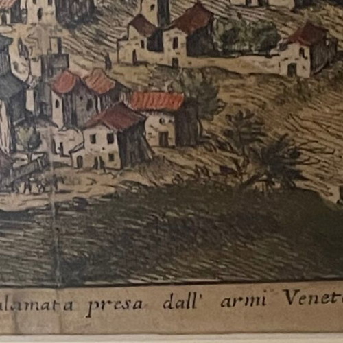 Engraving of Kalamata 1685 used, Venetian Morosini conquest