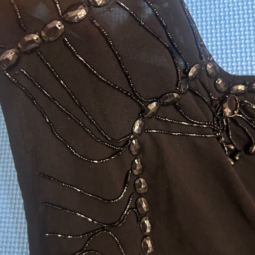 Y2K Vintage Black Mesh Beaded Corset-Like Women’s Top Size XS/S Like New