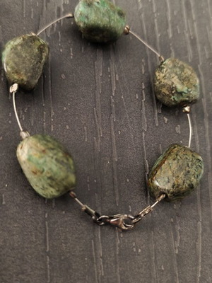 Boho bracelet with natural jasper and African turquoise, like new, 23cm