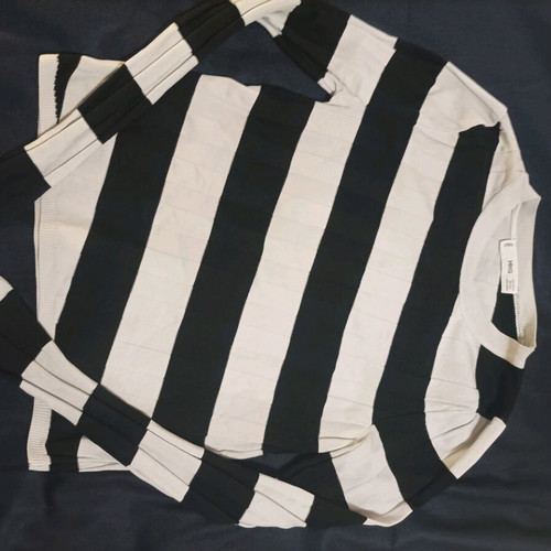 Mango knitted women's striped shirt like new, XS black-white