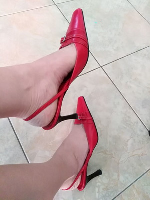 Kalogirou women's mules 7cm heel, like new, size 38, red