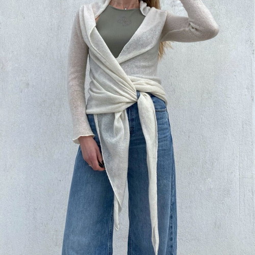 Cardigan in pashmina style Kontatto white like new, one size