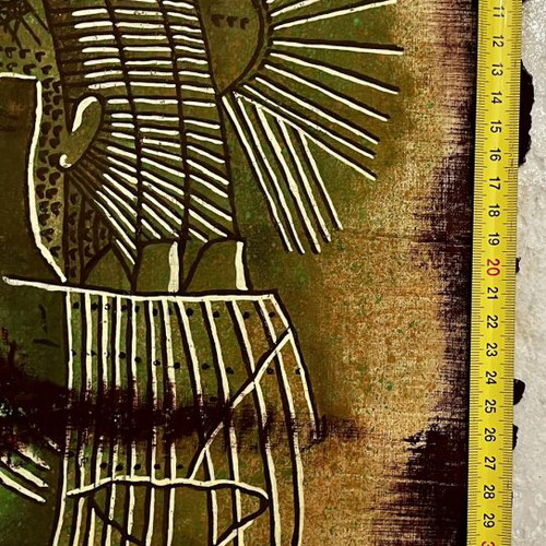 Mixed Media Artwork Queen Nefertari on Authentic Papyrus 1995