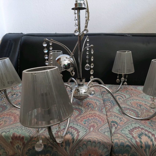 Silver 5-Light Chandelier used with lampshades