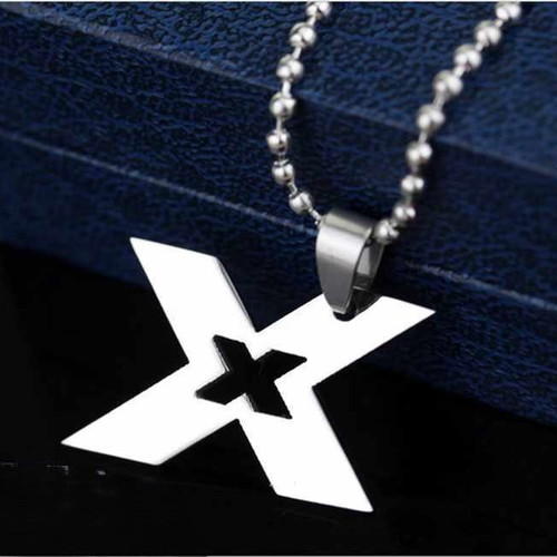 Stainless Steel Necklace Letter "X" New Silver