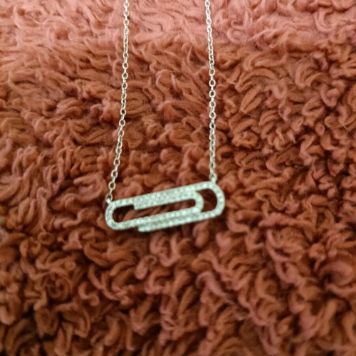 Zamel's silver necklace new with small diamonds