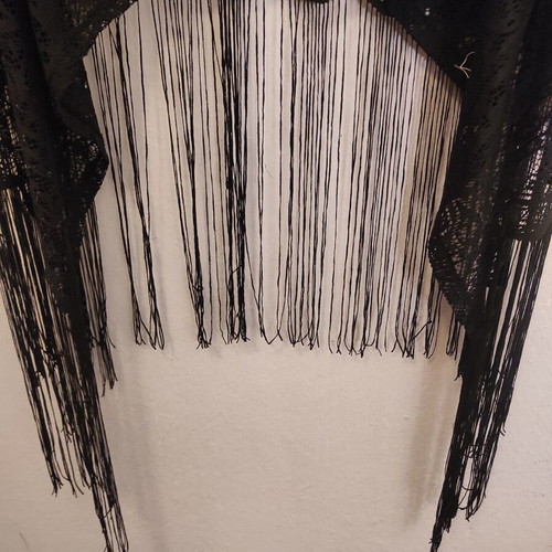 Whimsigoth Lace Sheer Coverup Waterfall Cardigan with Fringe size S, like new