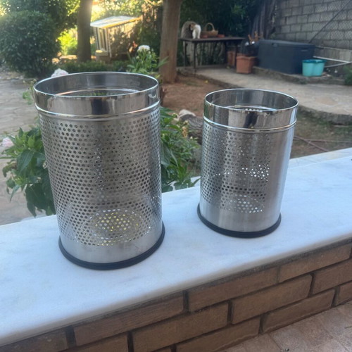Small nickel-plated office trash bin 12 liters, like new