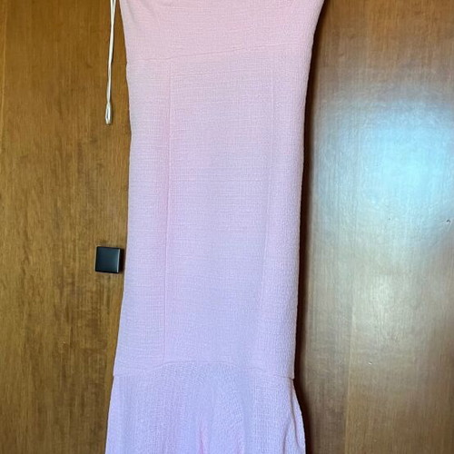 Zara Mermaid Midi Dress Pink Baby New with Corset Tweed