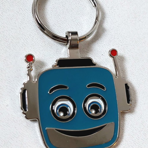 Metal Robot Keychain Tech it easy! used, petrol color