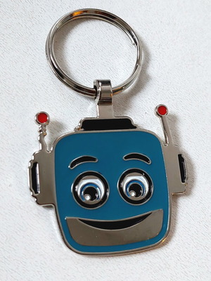 Metal Robot Keychain Tech it easy! used, petrol color