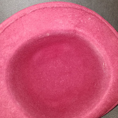 Woolen women's hat burgundy used with braid on brim from 1982