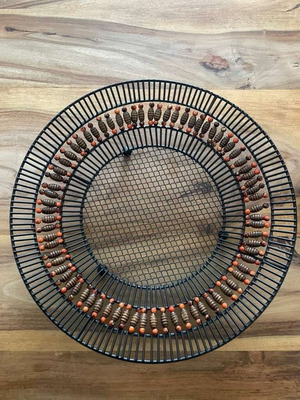 Decorative Metal Bowl Kenya new with Wooden Beads