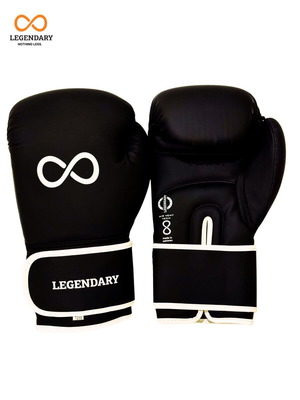 Legendary Boxing Gloves 12oz Black with White PU Flexible High Quality