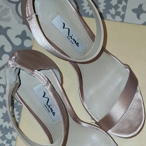 Nina New York satin pink sandals heel 12cm size 37.5 like new