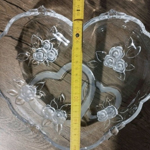 Crystal heart-shaped fondue pot like new