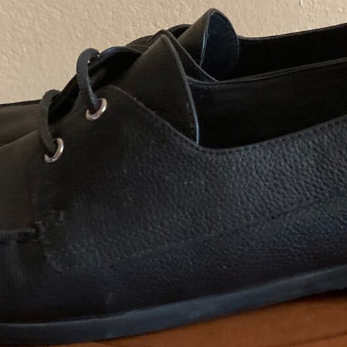 Massimo Dutti leather moccasin boat shoes, black, size 41