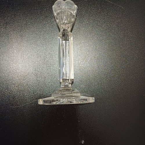 Crystal candlesticks set used, two pieces with flower design