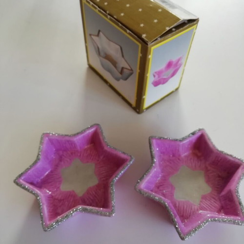 Christmas ceramic bowl set new, fuchsia with silver glitter