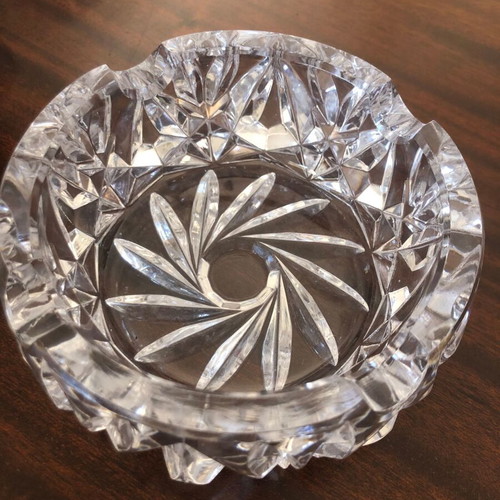 Crystal ashtrays, set of 2, carved design