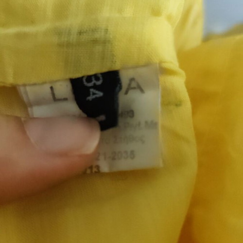 Lola summer dress yellow cotton batiste with stripe, size XS 34