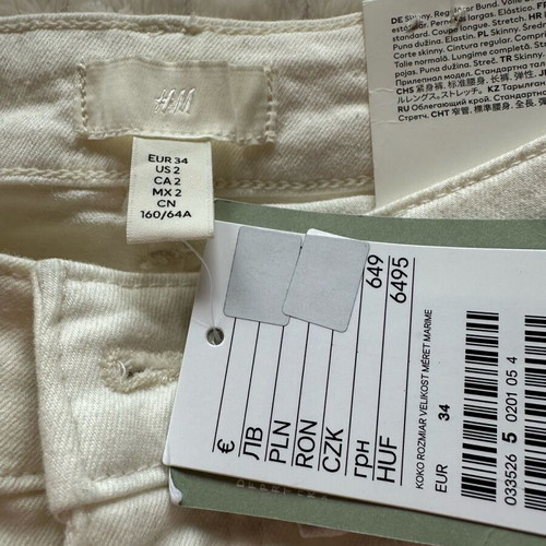 H&M skinny jeans white new with tags size XS