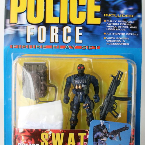 Vintage 90's Police Force S.W.A.T. Night Sharpshooter Figure with Parachute Chap Mei new